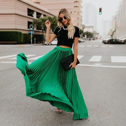 Women's Fashion Long Summer Swing Pleated Skirt DailySale