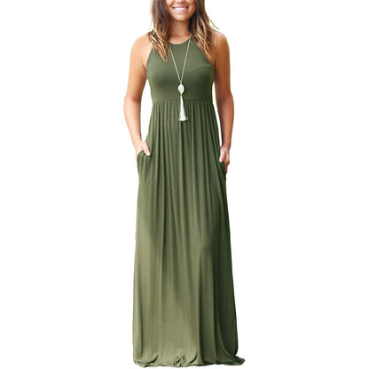 Women's Fashion Summer Sleeveless Racerback Loose Plain Maxi Dresses DailySale