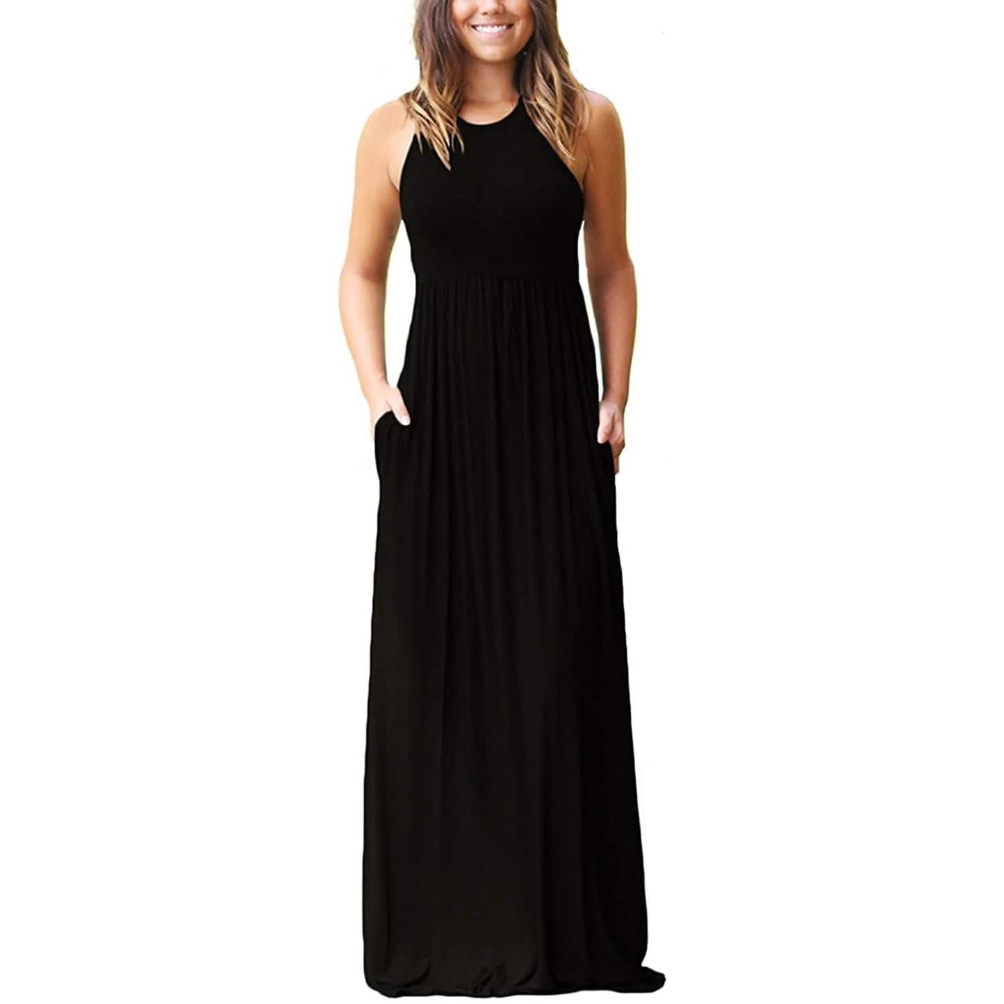 Women's Fashion Summer Sleeveless Racerback Loose Plain Maxi Dresses DailySale