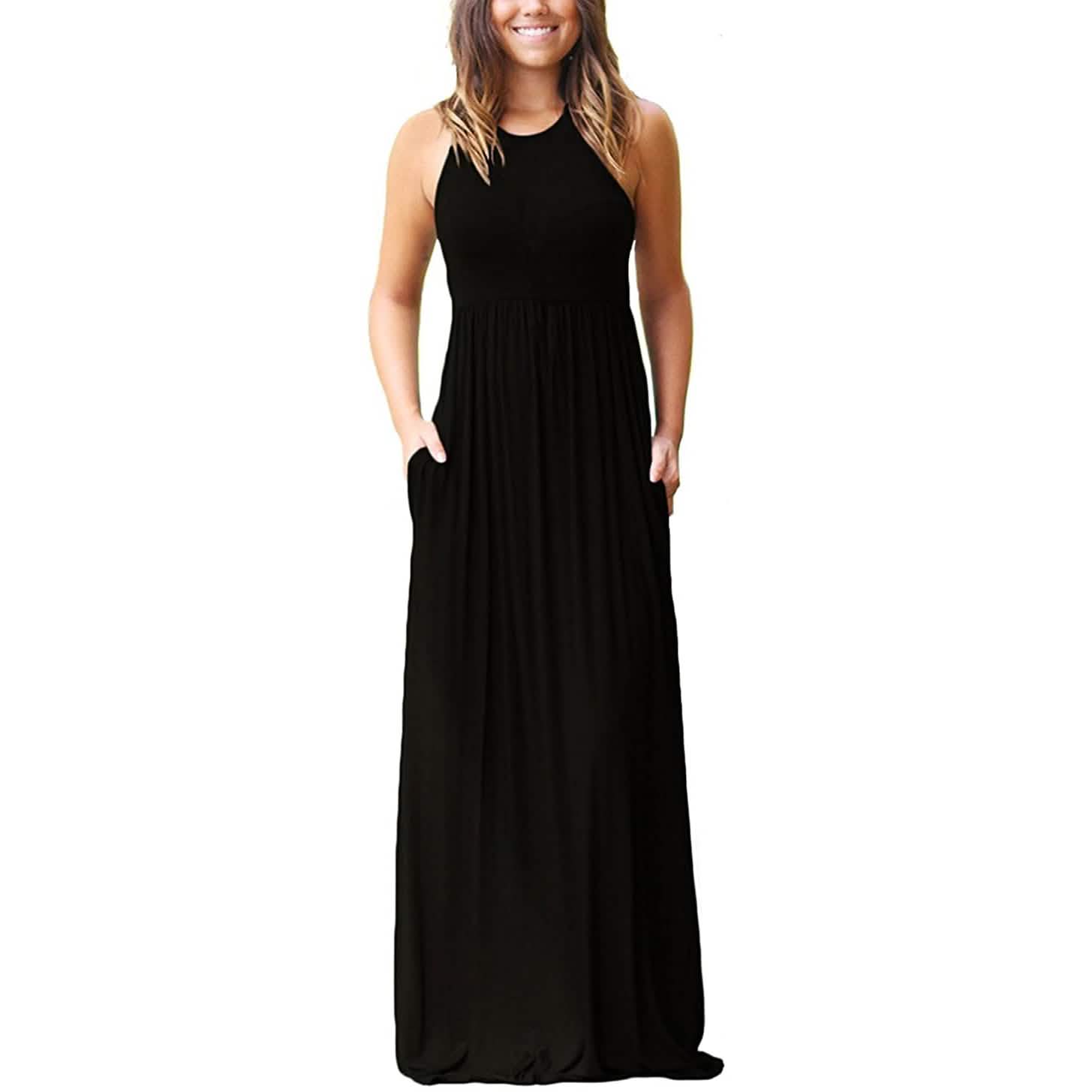 Women's Fashion Summer Sleeveless Racerback Loose Plain Maxi Dresses DailySale