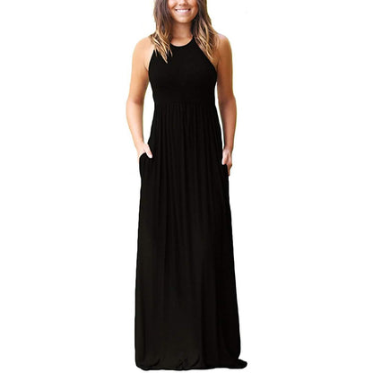 Women's Fashion Summer Sleeveless Racerback Loose Plain Maxi Dresses DailySale