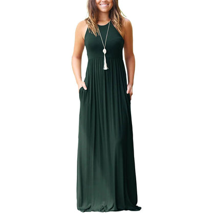 Women's Fashion Summer Sleeveless Racerback Loose Plain Maxi Dresses DailySale