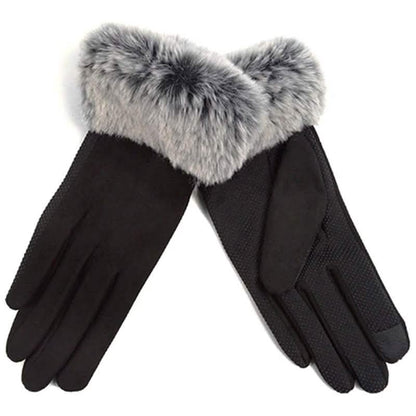 Women's Faux-Fur Cuff Touch-Screen Gloves with Non-Slip Grip DailySale