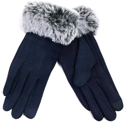 Women's Faux-Fur Cuff Touch-Screen Gloves with Non-Slip Grip DailySale