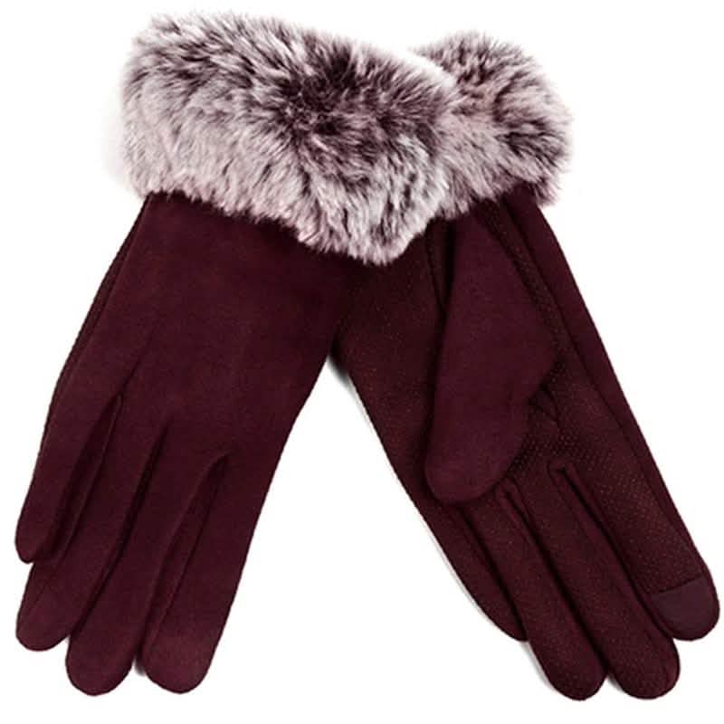 Women's Faux-Fur Cuff Touch-Screen Gloves with Non-Slip Grip DailySale