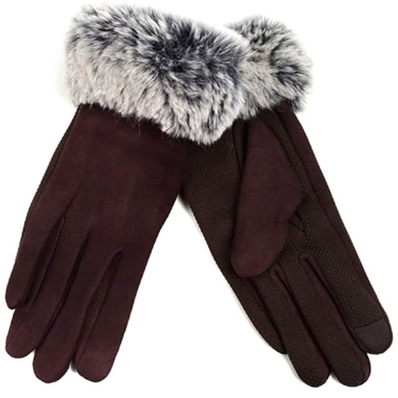 Women's Faux-Fur Cuff Touch-Screen Gloves with Non-Slip Grip DailySale