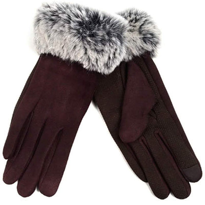 Women's Faux-Fur Cuff Touch-Screen Gloves with Non-Slip Grip DailySale