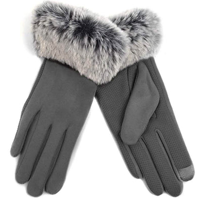 Women's Faux-Fur Cuff Touch-Screen Gloves with Non-Slip Grip DailySale