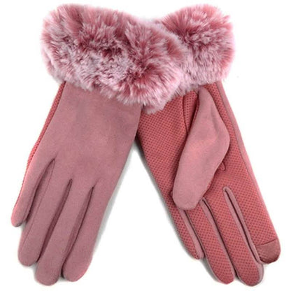 Women's Faux-Fur Cuff Touch-Screen Gloves with Non-Slip Grip DailySale