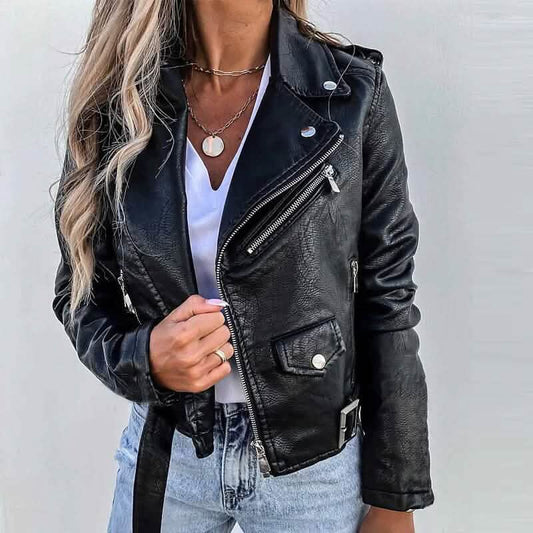 Women's Faux Modern Street Style Leather Jacket DailySale