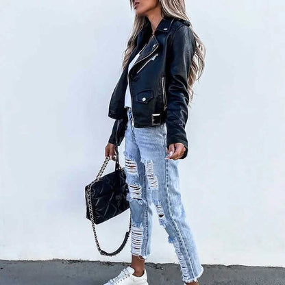 Women's Faux Modern Street Style Leather Jacket DailySale