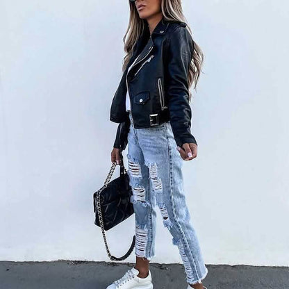 Women's Faux Modern Street Style Leather Jacket DailySale