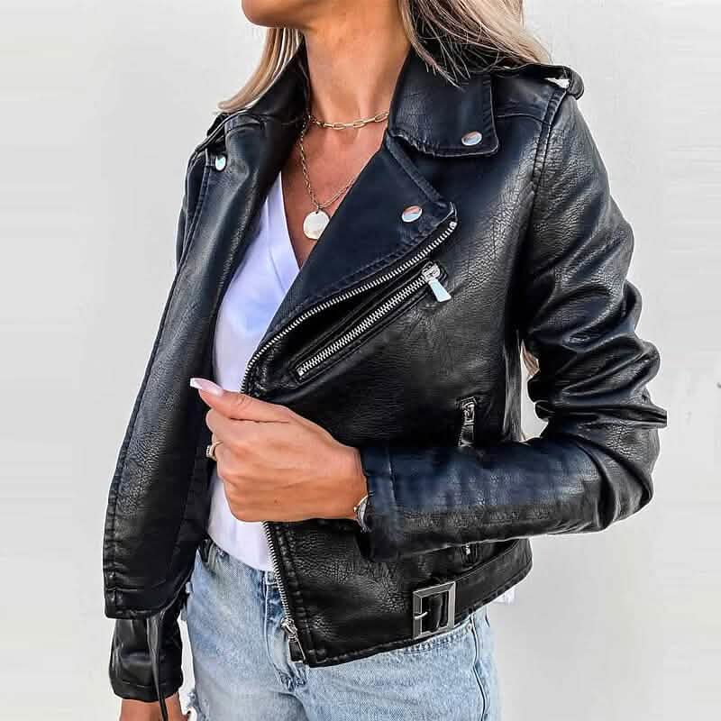 Women's Faux Modern Street Style Leather Jacket DailySale