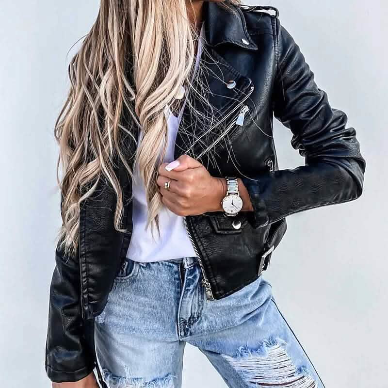 Women's Faux Modern Street Style Leather Jacket DailySale