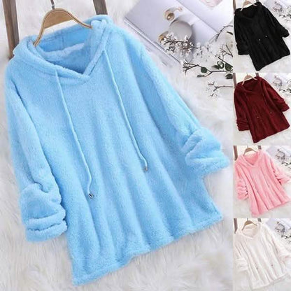 Women's Fleece Hoodie Solid Color Long Sleeve Sweatshirt DailySale
