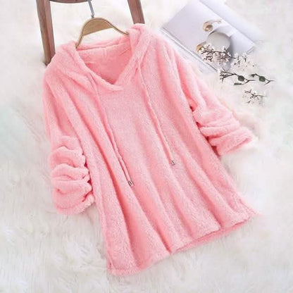 Women's Fleece Hoodie Solid Color Long Sleeve Sweatshirt DailySale