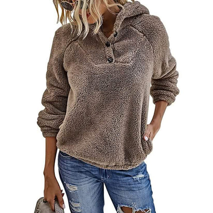 Women’s Fleece Long Sleeves Shaggy Fuzzy Pullover Hoodie DailySale