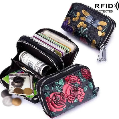 Women's Floral Faux Leather Double Zipper Card Holder and Coin Purse DailySale