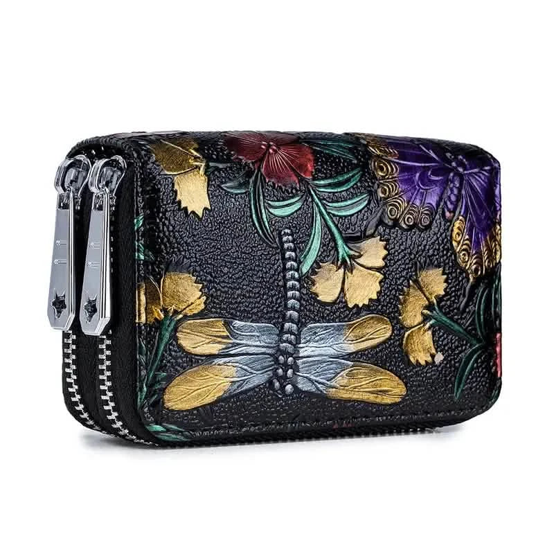 Women's Floral Faux Leather Double Zipper Card Holder and Coin Purse DailySale