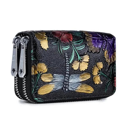 Women's Floral Faux Leather Double Zipper Card Holder and Coin Purse DailySale