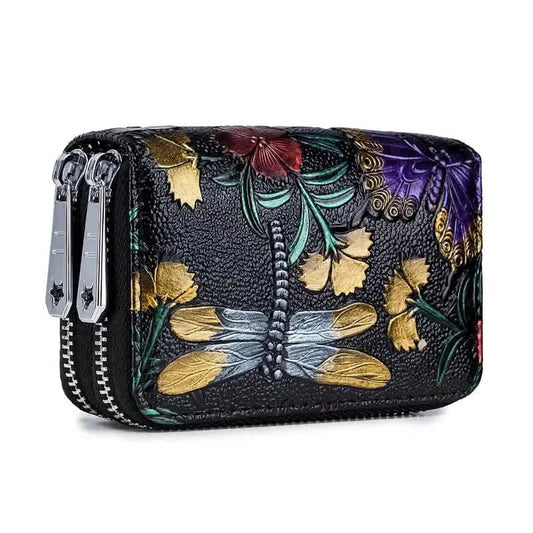 Women's Floral Faux Leather Double Zipper Card Holder and Coin Purse DailySale
