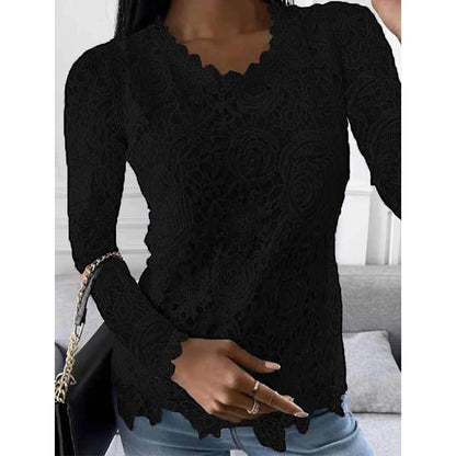 Women's Floral Lace Long Sleeve Blouse Shirt DailySale