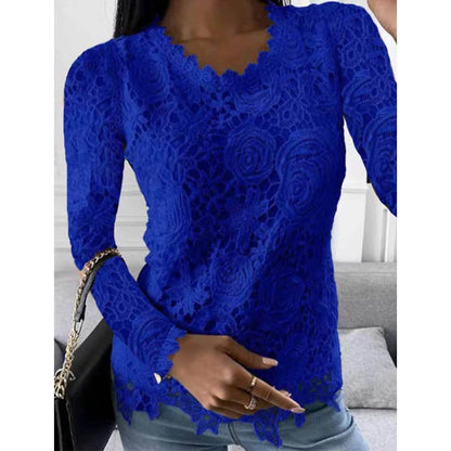 Women's Floral Lace Long Sleeve Blouse Shirt DailySale
