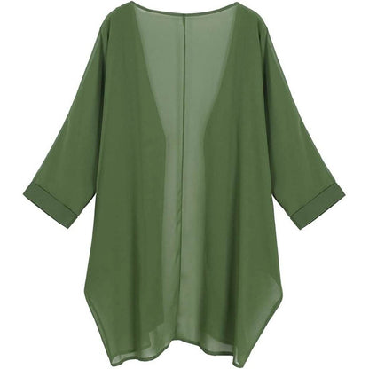Women's Floral Print Sheer Chiffon Loose Kimono Cardigan Capes DailySale