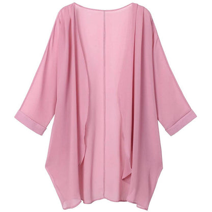 Women's Floral Print Sheer Chiffon Loose Kimono Cardigan Capes DailySale