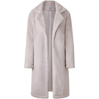 Women's Fuzzy Fleece Lapel Open Front Long Cardigan Coat DailySale