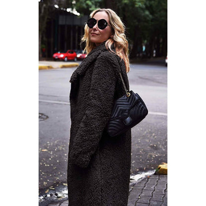 Women's Fuzzy Fleece Lapel Open Front Long Cardigan Coat DailySale