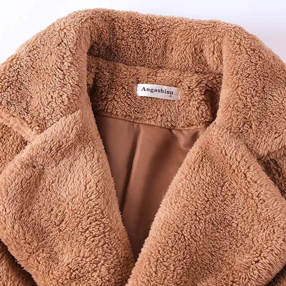 Women's Fuzzy Fleece Lapel Open Front Long Cardigan Coat DailySale