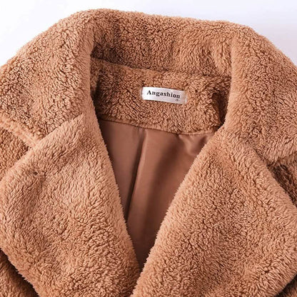 Women's Fuzzy Fleece Lapel Open Front Long Cardigan Coat DailySale