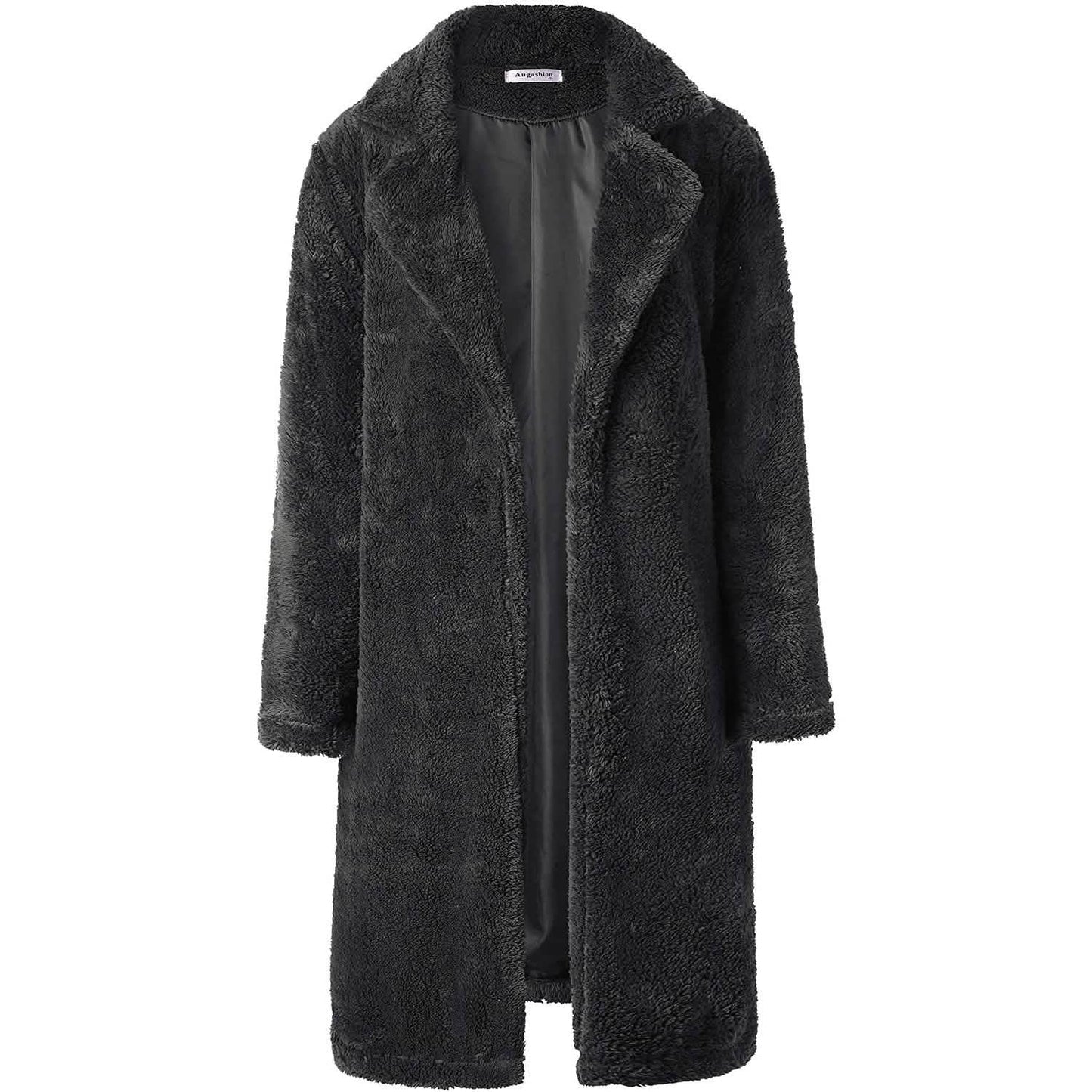 Women's Fuzzy Fleece Lapel Open Front Long Cardigan Coat DailySale