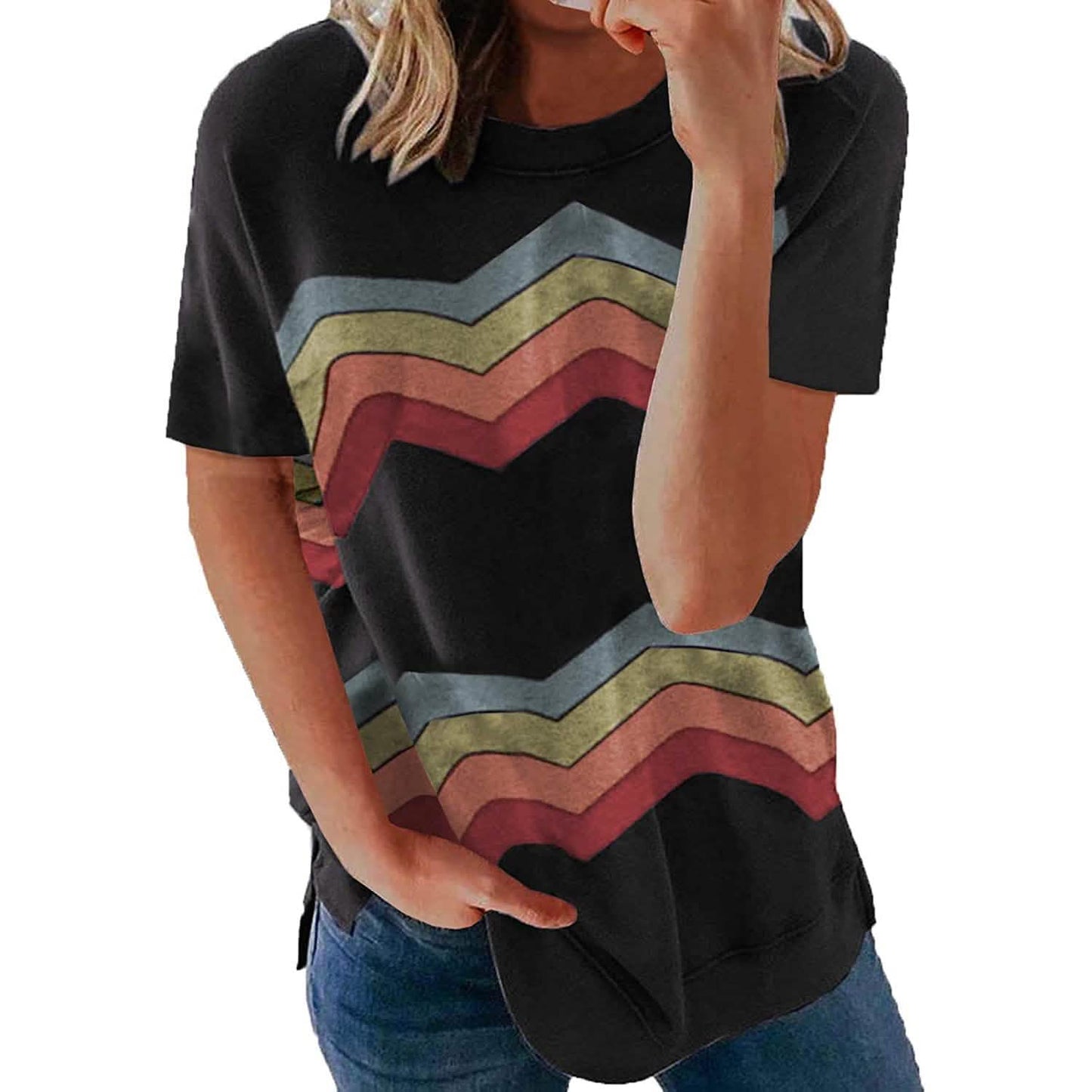 Womens Graphic Crewneck Tee Loose Casual T-Shirt DailySale