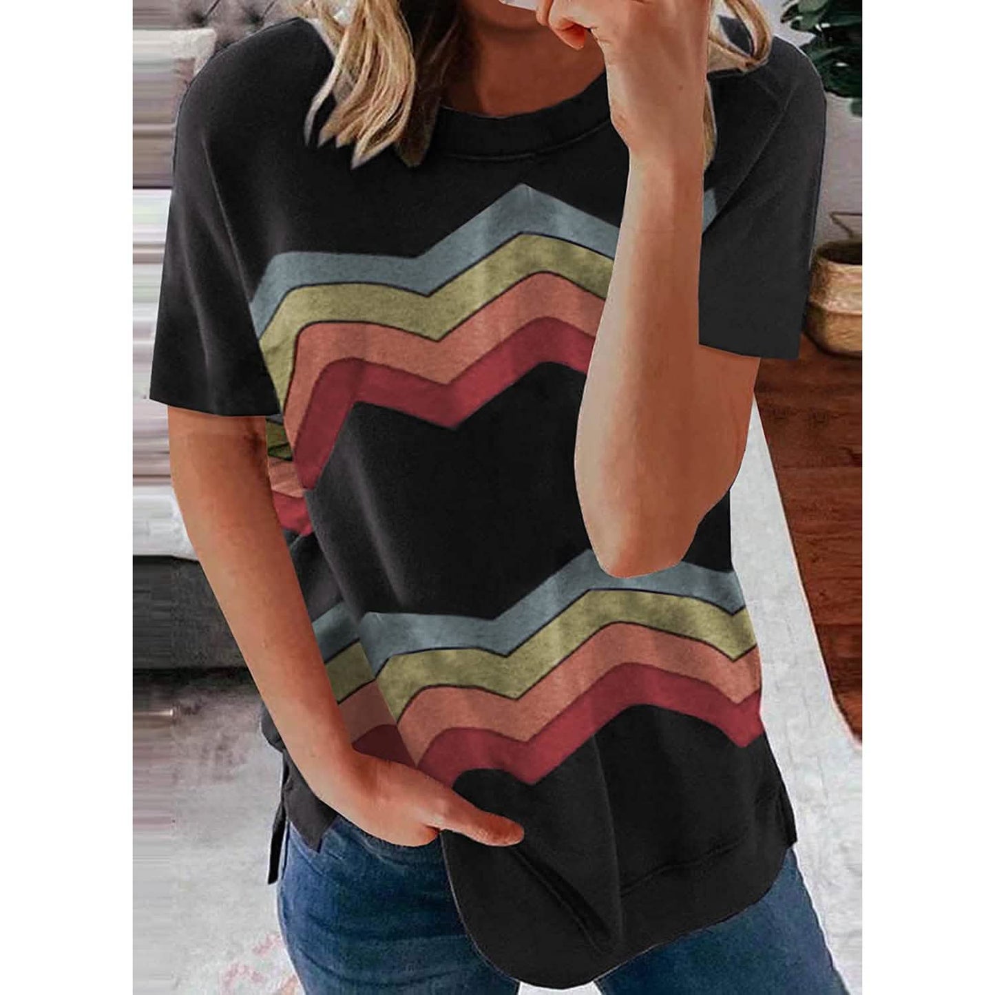 Womens Graphic Crewneck Tee Loose Casual T-Shirt DailySale
