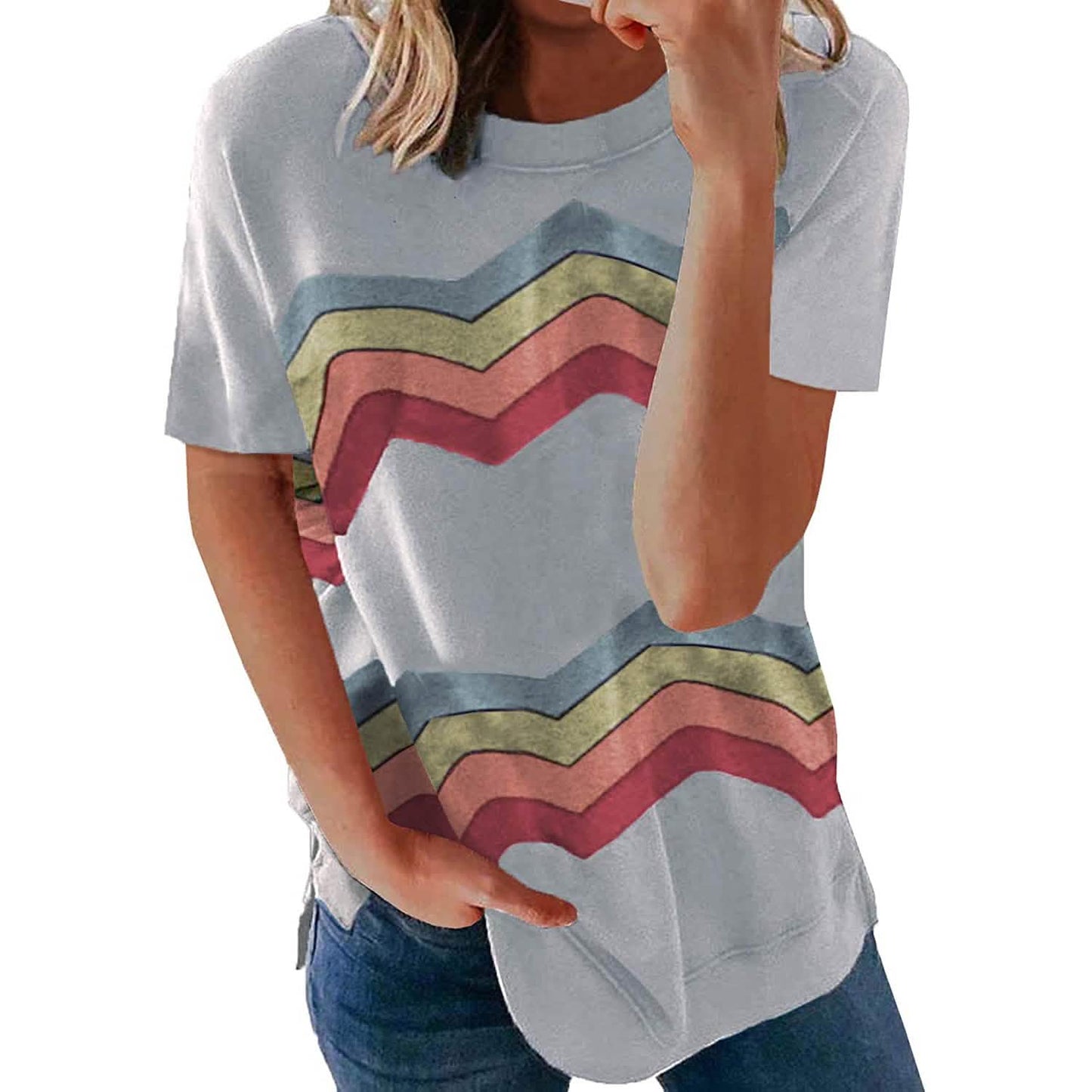 Womens Graphic Crewneck Tee Loose Casual T-Shirt DailySale