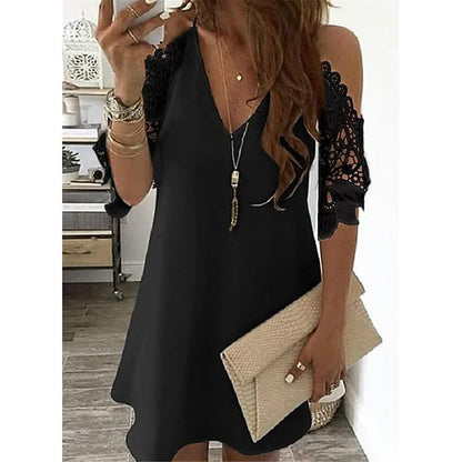 Women's Half Sleeve Solid Cutout Shift Dress DailySale