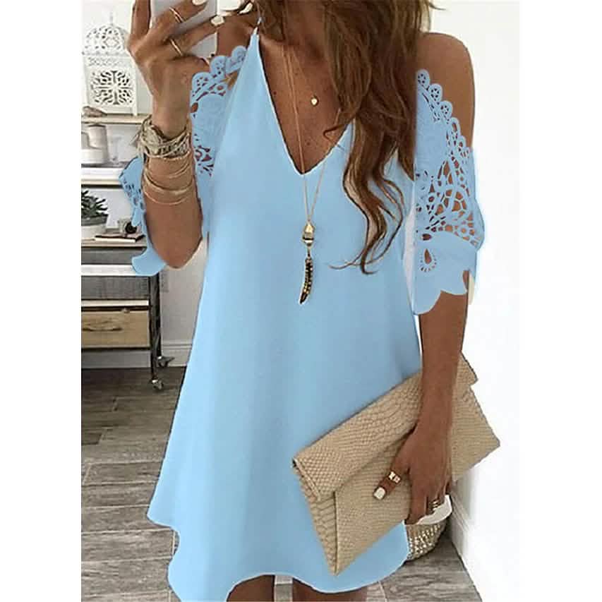 Women's Half Sleeve Solid Cutout Shift Dress DailySale