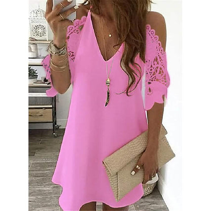 Women's Half Sleeve Solid Cutout Shift Dress DailySale