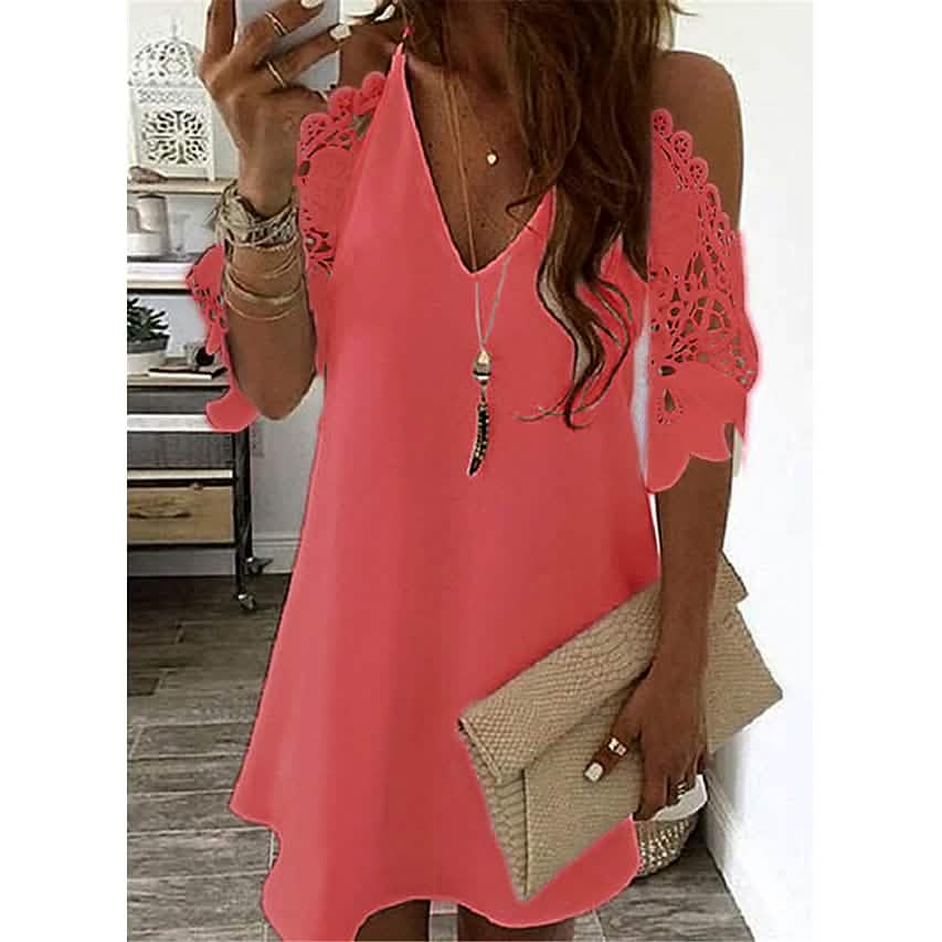 Women's Half Sleeve Solid Cutout Shift Dress DailySale