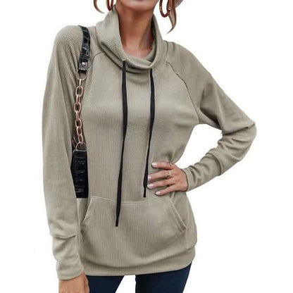 Women's High Collar Long Sleeve Lace Loose Pullover Top Hoodie DailySale