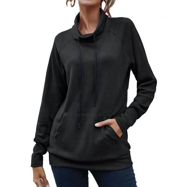 Women's High Collar Long Sleeve Lace Loose Pullover Top Hoodie DailySale