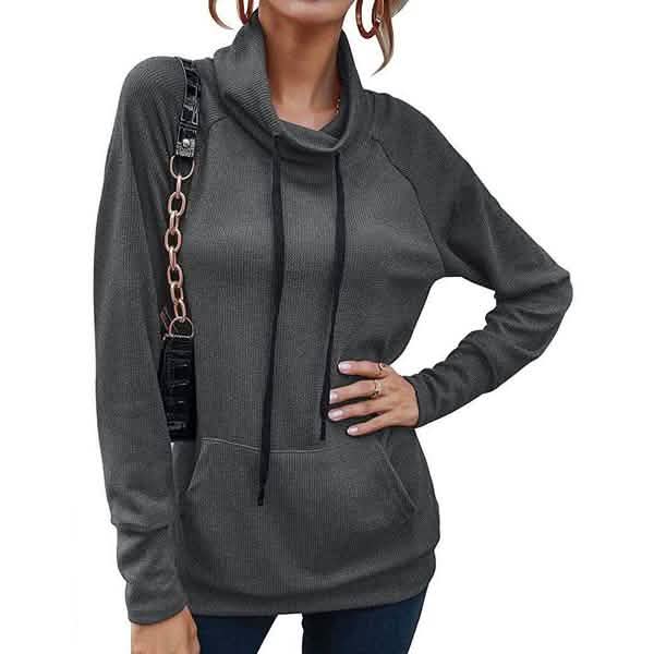 Women's High Collar Long Sleeve Lace Loose Pullover Top Hoodie DailySale