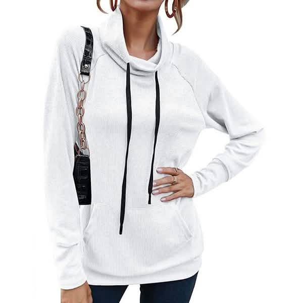 Women's High Collar Long Sleeve Lace Loose Pullover Top Hoodie DailySale