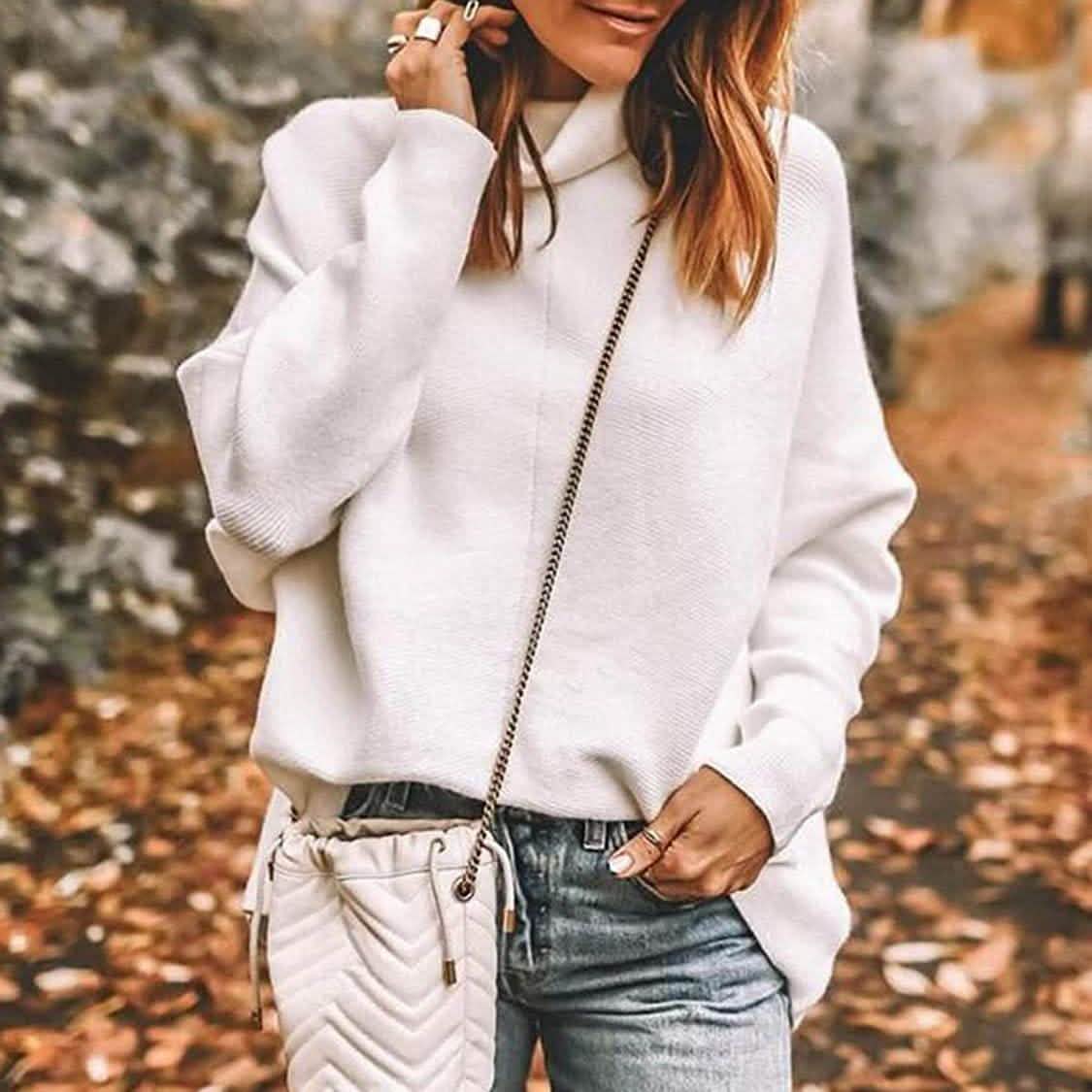 Women's High Neck Long Sweater DailySale
