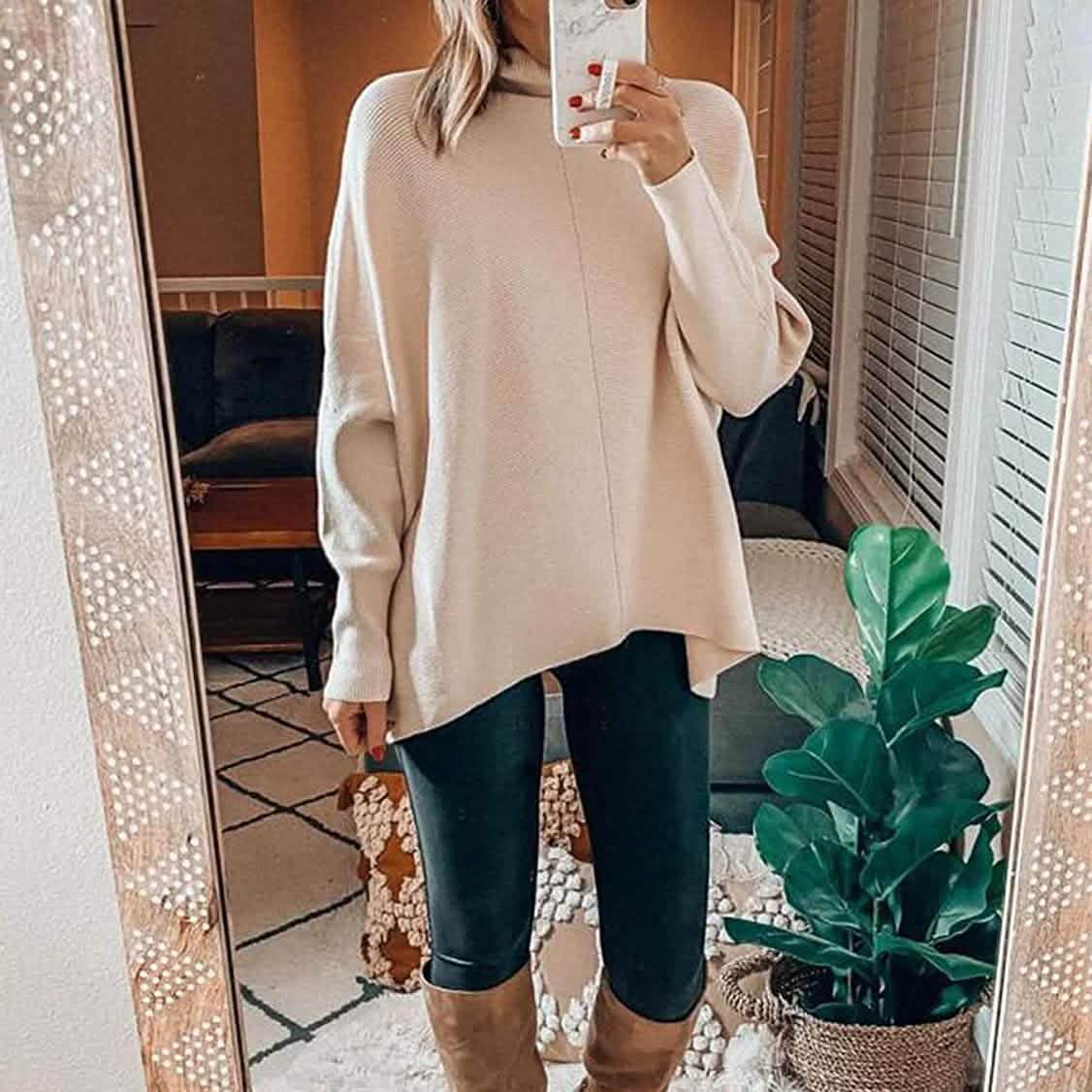 Women's High Neck Long Sweater DailySale
