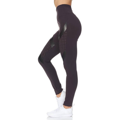 Women's High Waist Active Full Length Leggings With Lazer Cut Mesh DailySale