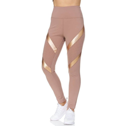 Women's High Waist Active Full Length Leggings With Lazer Cut Mesh DailySale