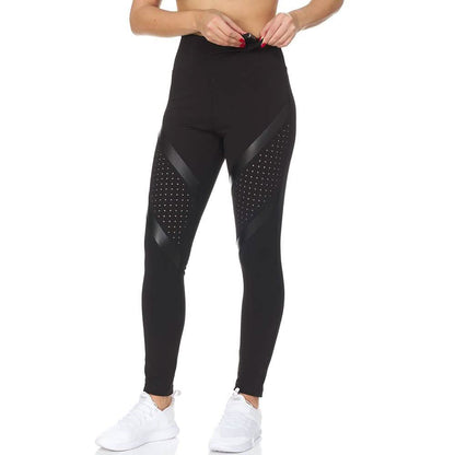 Women's High Waist Active Full Length Leggings With Lazer Cut Mesh DailySale